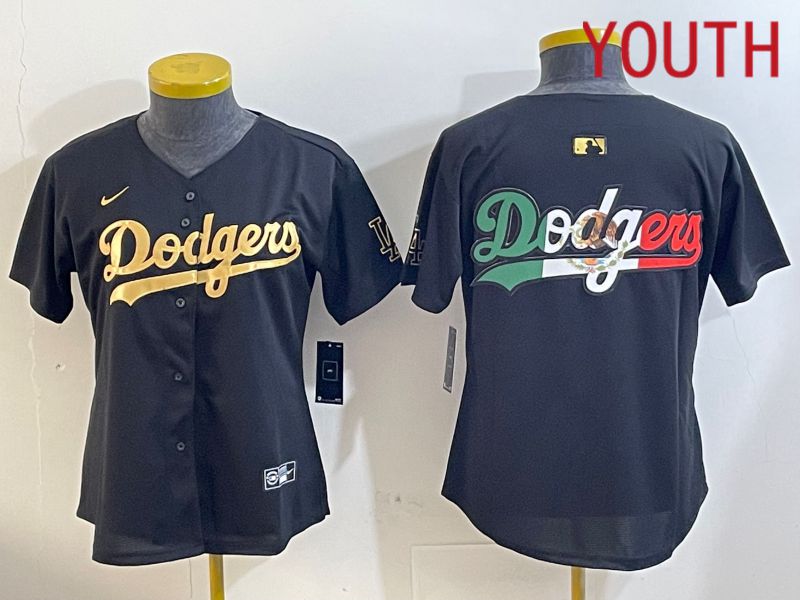 Youth Los Angeles Dodgers Blank Black Gold Game 2024 Nike MLB Jersey style 12098->youth mlb jersey->Youth Jersey